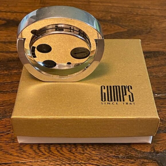 GUMPS Silver Travel Analog Alarm Clock Brand New in Box - Picture 2 of 6